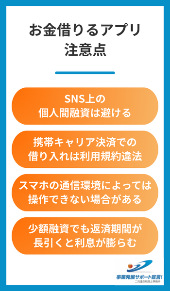 お金借りるアプリ 注意点